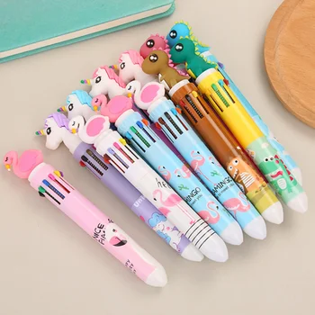 36шт Креативных канцелярских принадлежностей, 10-цветная шариковая ручка, Мультяшная студенческая цветная ручка с граффити, Шариковая ручка с розовым лебедем для девочек Оптом