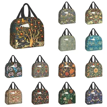 Лесные животные Уильяма Морриса, Термоизолированная сумка для ланча, портативный ланч-бокс для женщин, детские сумки для пикника с цветочным рисунком, сумки для еды на открытом воздухе