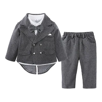Весенне-осенняя новая детская одежда для маленьких мальчиков, раздельная одежда с длинными рукавами, костюм для годовалого ребенка в джентльменском стиле