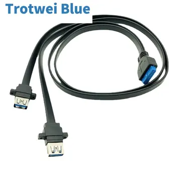 Разъем USB 3.0 для крепления на панели, двухпортовый USB 3.0 с внутренним винтом для крепления панели к материнской плате, 20-контактный разъем для подключения плоского кабеля, НОВЫЙ шнур