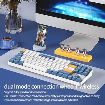 2023 Игровая клавиатура A87 Беспроводной USB 2.4 G Проводной Синий Переключатель Axis 89 клавиш Type-c Перезаряжаемый Желтый Игровой Механический Ke Axis