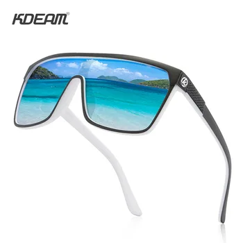 Ветрозащитные поляризованные солнцезащитные очки KDEAM Для мужчин и женщин, квадратные спортивные очки со встроенными линзами, брендовые велосипедные очки для улицы, очки для вождения.