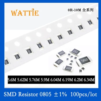 SMD резистор 0805 1% 5,6 М 5,62 М 5,76 М 5,9 М 6,04 М 6,19 М 6,2 М 6,34 М 100 шт./лот микросхемные резисторы 1/8 Вт 2,0 мм * 1,2 мм
