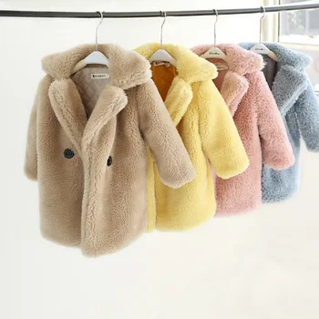 HoneyCherry/ пальто из искусственного меха для девочек, осенне-зимняя одежда, Новое детское пальто с хлопковой подкладкой большого размера, зимнее пальто для девочек