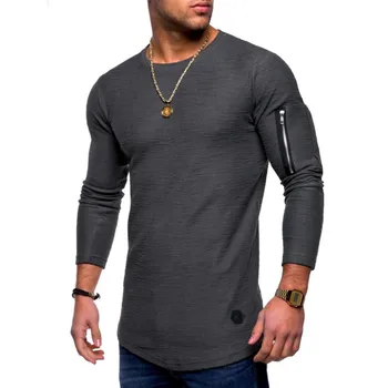B3467 новая футболка мужская весенне-летняя футболка топ мужская хлопковая футболка с длинными рукавами для бодибилдинга складная футболка мужская