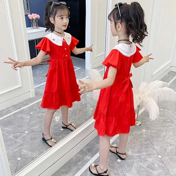 2023 Корейское летнее детское платье принцессы, цельное платье для девочек, пышное платье для девочек, праздничное платье, модная детская одежда, хит продаж