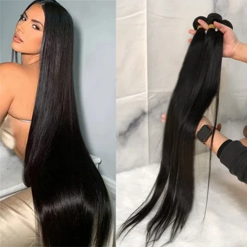 Бразильские пучки прямых волос 1/3/4 шт. Прямые пучки человеческих волос Remy длиной 8-38 дюймов для наращивания человеческих волос для чернокожих женщин