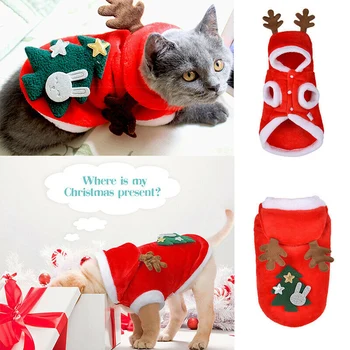 Рождественский теплый костюм кошки, пальто, праздничный свитер, пальто, косплей с оленем, одежда для маленьких Средних и крупных домашних животных
