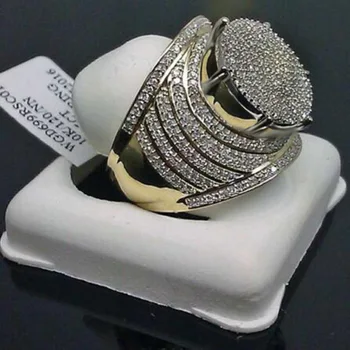Позолоченные кольца в стиле хип-хоп для мужчин и женщин с бриллиантами, кольца для пальцев из массивного сплава, мужские и женские украшения для вечеринок