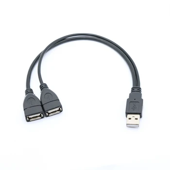 Шнур питания с двумя концентраторами для мужчин и женщин длиной 30 см, USB-разветвитель, Y-образный кабельный шнур