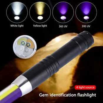8 Вт Мини 4 в 1 365нм 395нм УФ Белый Желтый Фонарик Ультрафиолетовый Blacklight USB Перезаряжаемый Фиолетовый Linterna Детектор Мочи Домашних Животных