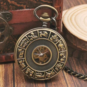 Ретро-бронзовый антикварный дисплей с арабскими цифрами, карманные часы, механические часы с ручным заводом, брелок-цепочка, подарки для мужчин