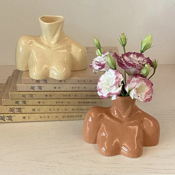 Скандинавская креативная керамическая ваза для человеческого тела, цветочная композиция для гостиной, художественное украшение, аксессуары для украшения дома, цветочная посуда