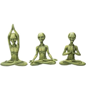 Новая статуя дьявола Йоги из зеленой инопланетной смолы, набор украшений из 3 предметов, украшение для рабочего стола и дома на Хэллоуин