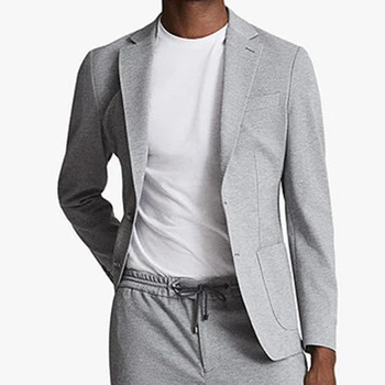 Удобный пиджак из джерси-стрейч ткани, сшитый на заказ, Комфортная повседневная одежда из эластичного хлопка с частичной подкладкой для весны-осени