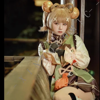 Женский костюм Genshin Impact Yaoyao, детское платье в стиле Лолиты, прекрасная униформа для косплея на Хэллоуин, наряд Yaoyao для вечеринки