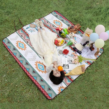 Пляжное одеяло для пикника в этническом стиле, Портативный водонепроницаемый Коврик для кемпинга на открытом воздухе, Складная ткань Оксфорд 210D, Влагостойкая прокладка