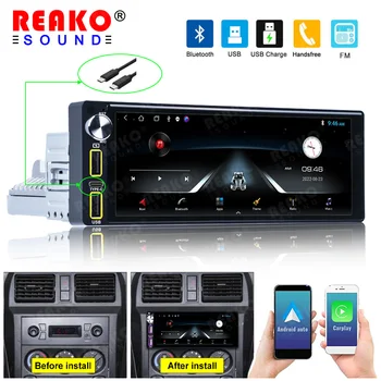REAKOSOUND 1 Din Carplay Auto Универсальное 6,9-дюймовое Радио RDS Android С Сенсорным экраном WiFi, Автомобильное Стерео Видео, GPS-Навигация, Bluetooth