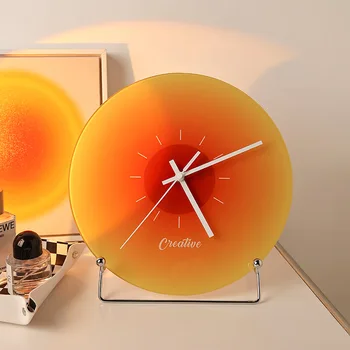 Изысканные Часы Sunset С креативным Бесшумным часовым механизмом Персонализированные Настольные Подвесные Часы с сапфировым стеклом Часы для домашнего декора