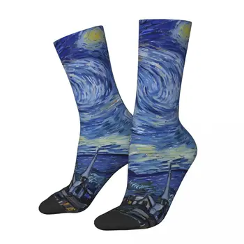 Звездная ночь Винсента Ван Гога Забавные Мужские носки В стиле Ретро The Stars Street Style Crazy Crew Носок С Подарочным Рисунком