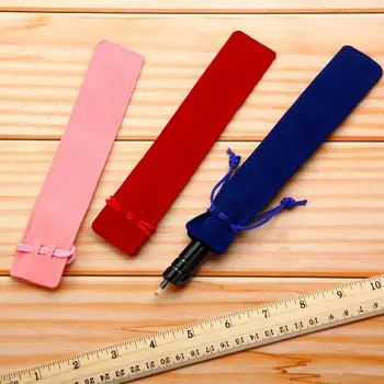 500шт Бархатный мешочек для ручек на шнурке, разноцветные бархатные рукава для ручек, бархатные сумки для ручек, объемные пеналы для школьных подарков
