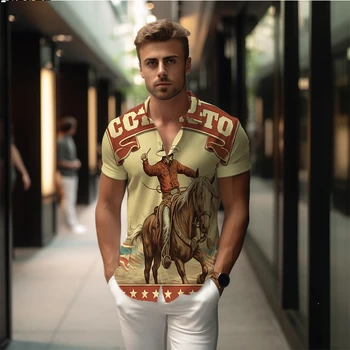 Летняя новая мужская рубашка из денима с 3D принтом, мужская рубашка в стиле ретро, мужская рубашка, модный тренд, высококачественная мужская рубашка
