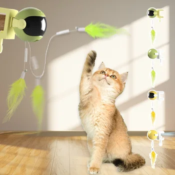 Электрическая игрушка для кошек, Умная Интерактивная игрушка-дразнилка для кошек с пером, Забавные игры для когтеточки котенка, Интеллектуальные упражнения в помещении
