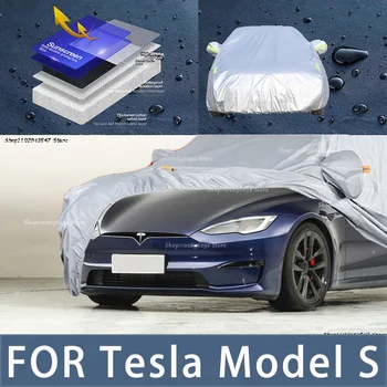 Для Tesla Model S Наружная защита, полные автомобильные чехлы, снежный покров, Солнцезащитный козырек, Водонепроницаемые Пылезащитные внешние автомобильные аксессуары