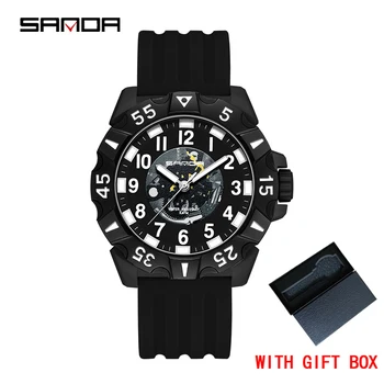 SANDA Модные мужские кварцевые часы в простом стиле люксового бренда Man Date Водонепроницаемые силиконовые наручные часы Мужские деловые часы