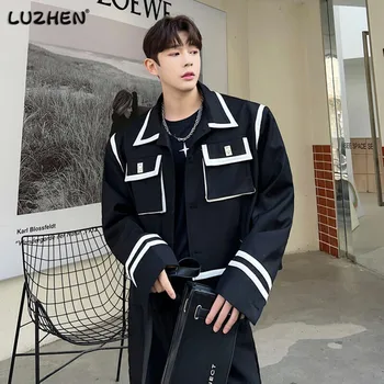Luzhen 2023 Модный Индивидуальный цветовой контраст Сращивание мужских повседневных блейзеров и курток Роскошное элегантное мужское пальто High Street Ab6216