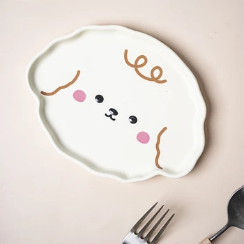 Тарелка для сырного торта в форме мультяшного медведя, Десертные блюда, закуска, тарелка для послеобеденного чаепития, столовая посуда в виде собачьего тюльпана