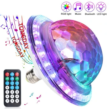 Лампа E27, Волшебный шар, светодиодные красочные музыкальные ночники для дискотеки, музыкальный потолочный светильник с Bluetooth-динамиком для декора KTV