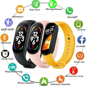 Умный браслет Band M7 Для мужчин и женщин, водонепроницаемые спортивные цифровые смарт-часы, модные смарт-часы с цветным экраном Bluetooth для Android IOS
