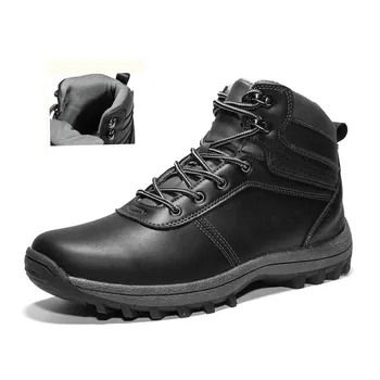 мужские ботинки зима 2023, классические ботильоны, обувь из искусственной кожи, теплые зимние ботинки, нескользящая мужская обувь, большие размеры 39-48