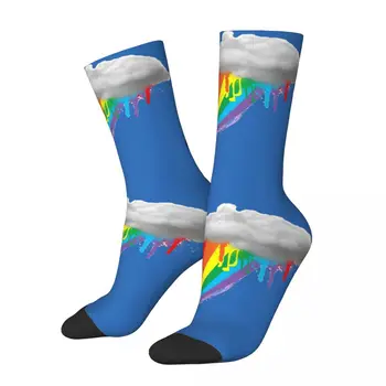 Хип-хоп ретро Rainbow Crazy Мужские компрессионные носки Унисекс с рисунком динозавра Dinosauria Animal Harajuku с принтом Funny Crew Sock