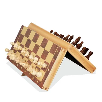 Шахматы Деревянные Деревянная шахматная доска из цельного дерева Складная шахматная доска Высококачественная игра-головоломка в шахматы