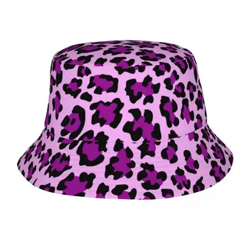 Изготовленная на заказ милая фиолетовая панама с леопардовым принтом Для женщин и мужчин, модная Летняя бесшовная рыбацкая кепка с животными на открытом воздухе