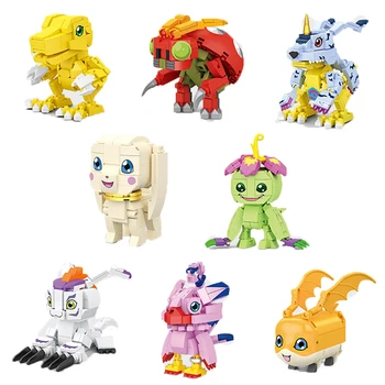 Цифровая модель монстра Строительные блоки Набор кирпичей Digimon Adventure Agumon Garudamon Металлический набор фигурок Греймона Мультяшная игрушка в подарок малышу