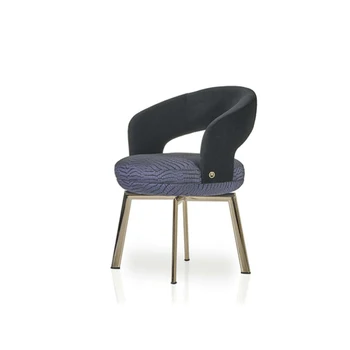 Легкий роскошный обеденный стул из ткани Art Home Новый дизайнерский стул с высокой спинкой из нержавеющей стали