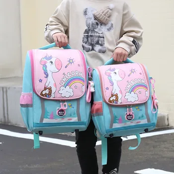 Милые рюкзаки с единорогом для девочек для мальчиков 1-3 класса, ортопедический водонепроницаемый рюкзак с героями мультфильмов, школьная сумка для детского сада Mochila Escolar