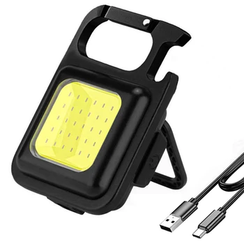 1-10 шт. Мини-светодиодный брелок для ключей, карманный рабочий фонарь COB, USB-перезаряжаемый аварийный фонарь для кемпинга на открытом воздухе, Маленький штопор