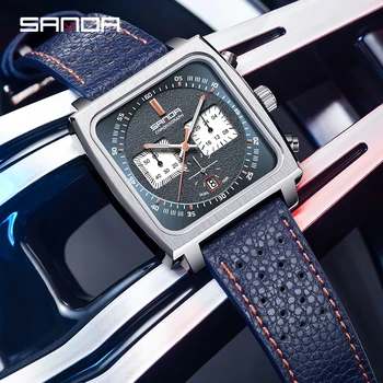 SANDA Люксовый бренд Мужские часы Водонепроницаемый Модный Хронограф Кварцевые наручные часы для мужчин Часы Со светящимися стрелками Relogio Masculino