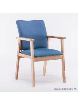 Стул из массива дерева, обеденный стул Home Nordic Из массива дерева, Простая спинка для столовой, Новый китайский письменный стол, Тканевое кресло