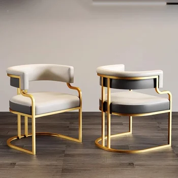 Роскошные кожаные обеденные стулья Для макияжа, свадебной квартиры, стульев для гостиной, украшения интерьера салона Fauteuil на золотых ножках