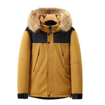 Зимняя куртка Мужская 2023 года с меховым воротником и капюшоном, толстое теплое пальто, верхняя одежда, мужская парка в стиле пэчворк и пальто, ветровка, мужские парки