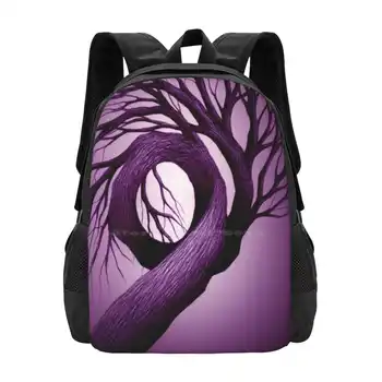 Полночный узор, рюкзак, школьные сумки, ручка, эскиз дерева, полночный фиолетовый