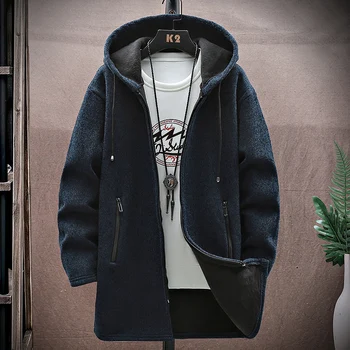 2023 Осенний мужской свитер с капюшоном в корейском стиле, мужской толстый и бархатный мужской кардиган, вязаный свитер, пальто, куртка в полоску, мужской M-4XL