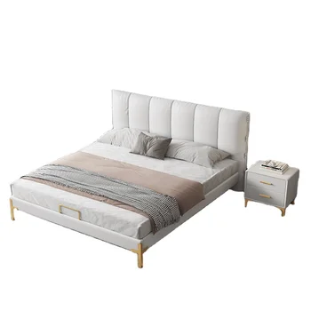 Спальные гарнитуры с полной кроватью белого размера queen size, роскошная современная деревянная кровать с мягкой обивкой, мебельный спальный гарнитур