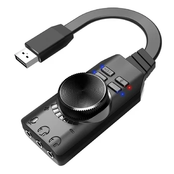 7.1-канальная звуковая карта USB аудиоинтерфейс Внешний 3,5-мм микрофон аудиоадаптер Звуковая карта Звуковые эффекты PUBG Для Windows 10 7