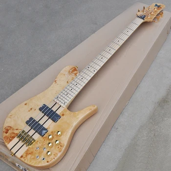 Пятиструнный электрический бас-гитара Butterfly с цельным корпусом, золотые аксессуары, корпус из ясеня